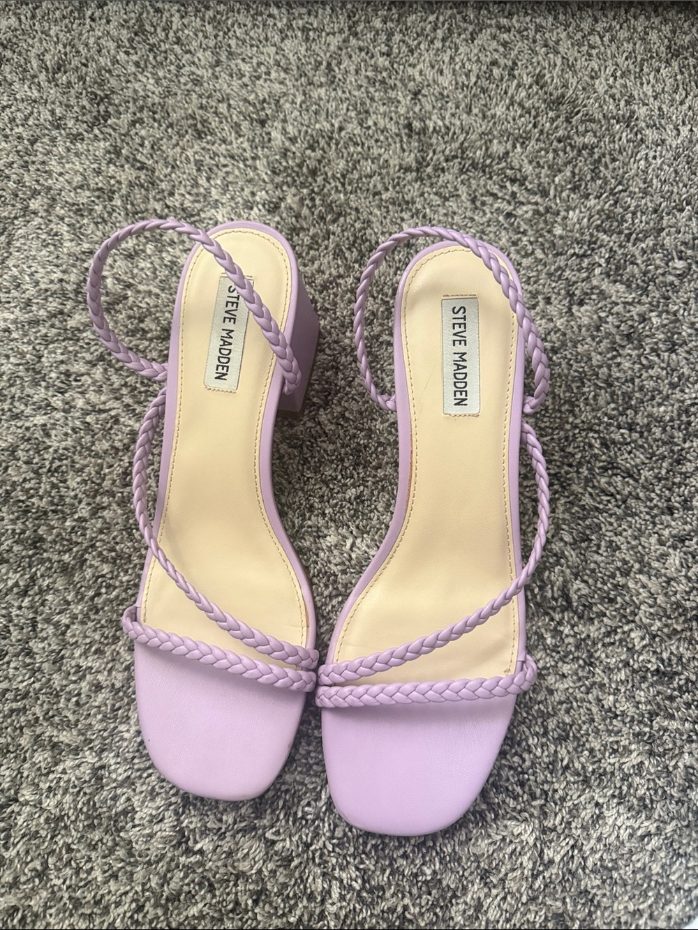 Steve Madden Lavender Braided Strap Block Heel Sandals